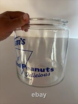 Vintage 1950s TOM'S Toasted Peanuts Glass Jar Store Display Large 10.5 #2