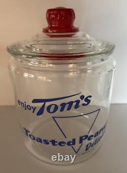 Vintage 1950s TOM'S Toasted Peanuts Glass Jar Store Display Large 10.5 #2 Vintage 1950s TOM'S Toasted Peanuts Glass Jar Store Display Large 10.5 #2