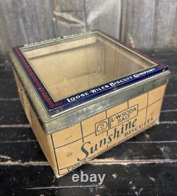 Vintage 3 Lb Sunshine Biscuits Loose-Wiles Co Glass Top Counter Store Display