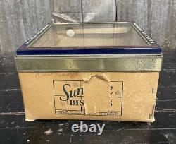 Vintage 3 Lb Sunshine Biscuits Loose-Wiles Co Glass Top Counter Store Display