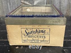Vintage 3 Lb Sunshine Biscuits Loose-Wiles Co Glass Top Counter Store Display