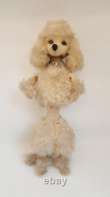 Vintage 50s MCM poodle store display FAO Schwarz mohair glass eyes 24 tall