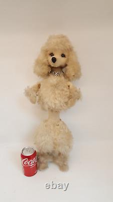 Vintage 50s MCM poodle store display FAO Schwarz mohair glass eyes 24 tall