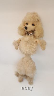 Vintage 50s MCM poodle store display FAO Schwarz mohair glass eyes 24 tall