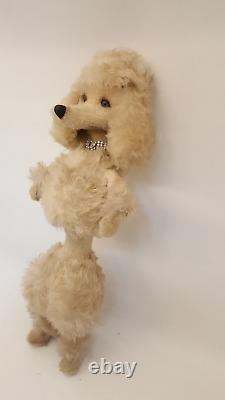 Vintage 50s MCM poodle store display FAO Schwarz mohair glass eyes 24 tall