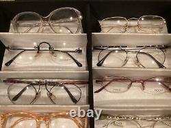 Vintage 80s 90s Eyeglass Frames and display case Sting-Woodstock 1969 plus more