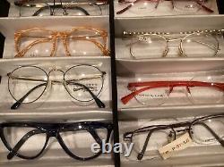 Vintage 80s 90s Eyeglass Frames and display case Sting-Woodstock 1969 plus more