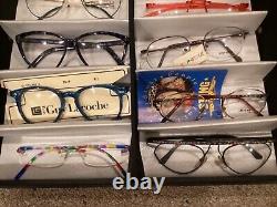 Vintage 80s 90s Eyeglass Frames and display case Sting-Woodstock 1969 plus more