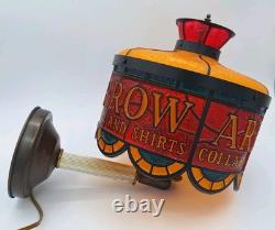 Vintage ARROW COLLARS AND SHIRTS Faux Stained Glass Adjustable Advertising Lamp