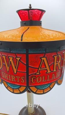 Vintage ARROW COLLARS AND SHIRTS Faux Stained Glass Adjustable Advertising Lamp