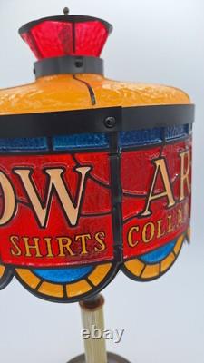 Vintage ARROW COLLARS AND SHIRTS Faux Stained Glass Adjustable Advertising Lamp