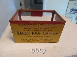 Vintage Adams Chiclets Gum Penny Tin & Glass General Store Counter Display Box