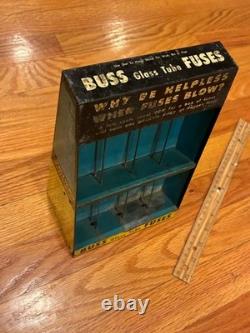 Vintage Advertising Display Case BUSS GLASS TUBE FUSES WHY BE HELPLESS WHEN