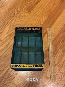 Vintage Advertising Display Case BUSS GLASS TUBE FUSES WHY BE HELPLESS WHEN