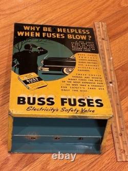 Vintage Advertising Display Case BUSS GLASS TUBE FUSES WHY BE HELPLESS WHEN