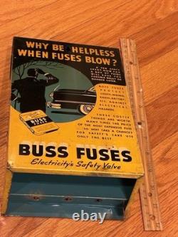 Vintage Advertising Display Case BUSS GLASS TUBE FUSES WHY BE HELPLESS WHEN