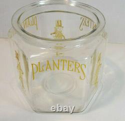 Vintage Antique 1918 Planters Peanuts Glass Store Display Hexagon Jar No Lid