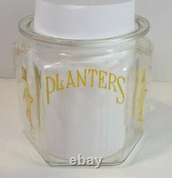 Vintage Antique 1918 Planters Peanuts Glass Store Display Hexagon Jar No Lid