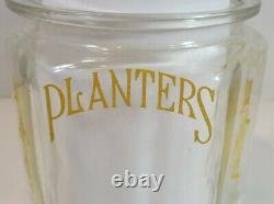 Vintage Antique 1918 Planters Peanuts Glass Store Display Hexagon Jar No Lid