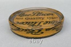 Vintage Antique Advertising Glass Calling Card Change Tray Que Placer Cigar