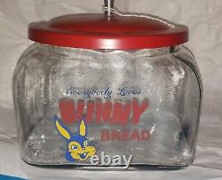 Vintage Antique General Store Jar. Glass Bunny Bread Advertising Jar Beautiful