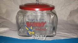Vintage Antique General Store Jar. Glass Bunny Bread Advertising Jar Beautiful