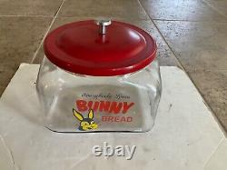 Vintage Antique General Store Jar Unique Glass Bunny Bread Advertising Jar