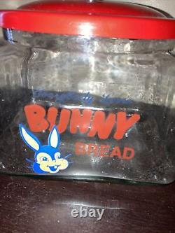 Vintage Antique General Store Jar Unique Glass Bunny Bread Advertising Jar BF