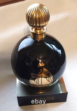 Vintage Arpege Lanvin Store Display Black Glass Perfume Bottle w Stopper & Stand