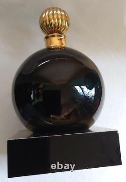 Vintage Arpege Lanvin Store Display Black Glass Perfume Bottle w Stopper & Stand