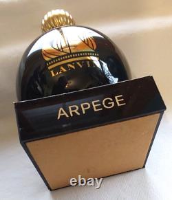 Vintage Arpege Lanvin Store Display Black Glass Perfume Bottle w Stopper & Stand