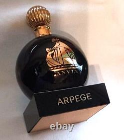 Vintage Arpege Lanvin Store Display Black Glass Perfume Bottle w Stopper & Stand