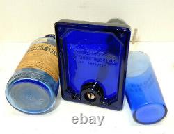 Vintage BROMO-SELTZER Drug Store DISPENSER Pharmacy Blue Glass Base Cup Bottle