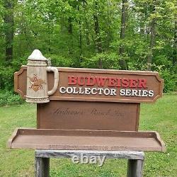 Vintage BUDWEISER Stein COLLECTOR SERIES Store Display Beer Sign 36 x 22 x 7