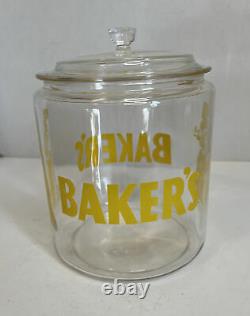 Vintage Bakers Glass Store Counter Display Cocoa Cookie Jar La Belle Chocolatier
