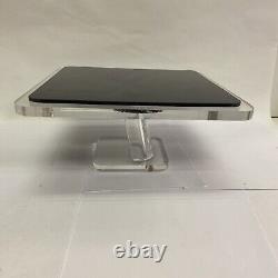 Vintage Black Clear Lucite Countertop Pedestal Display Cake Stand