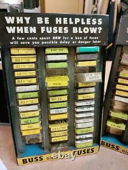 Vintage Buss Glass Fuses Metal Counter Display