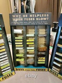 Vintage Buss Glass Fuses Metal Counter Display