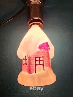 Vintage Christmas Figural Light Bulbs Fancy Lamp Store Display Box C6 Milk Glass