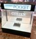 Vintage Citizen Pocket Watch Light Up Mirrored Display Case Works Plexiglass