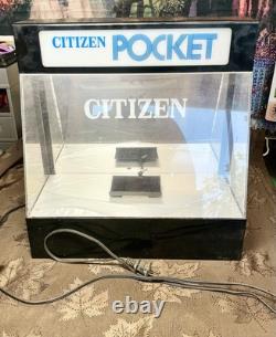 Vintage Citizen Pocket Watch Light Up Mirrored Display Case Works Plexiglass