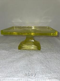 Vintage Clark's Teaberry Gum Uranium Vaseline Glass Footed Stand Store Display
