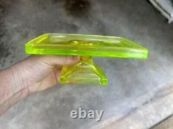 Vintage Clark's Teaberry Gum Vaseline/Uranium Glass Display Tray