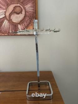 Vintage Clear Lucite Rotating Table Top Store Display Adjustable Height Chrome