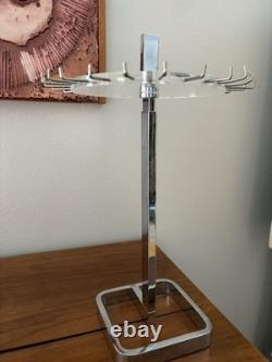 Vintage Clear Lucite Rotating Table Top Store Display Adjustable Height Chrome