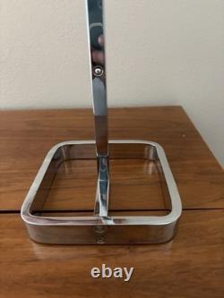 Vintage Clear Lucite Rotating Table Top Store Display Adjustable Height Chrome