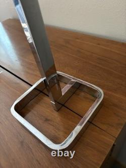Vintage Clear Lucite Rotating Table Top Store Display Adjustable Height Chrome