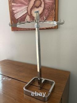 Vintage Clear Lucite Rotating Table Top Store Display Adjustable Height Chrome