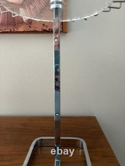 Vintage Clear Lucite Rotating Table Top Store Display Adjustable Height Chrome