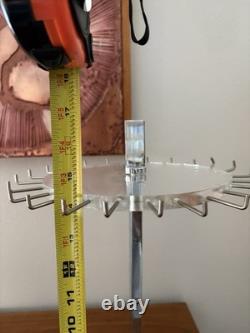 Vintage Clear Lucite Rotating Table Top Store Display Adjustable Height Chrome